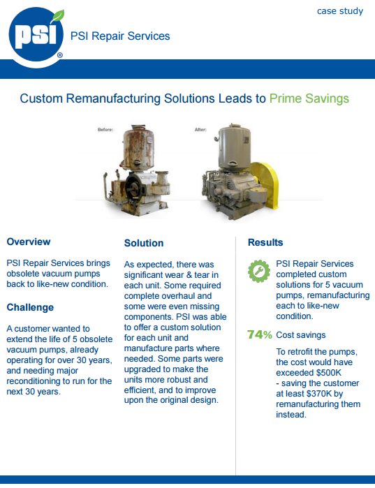 Obsolete Vacuum Pump Remanufacturing